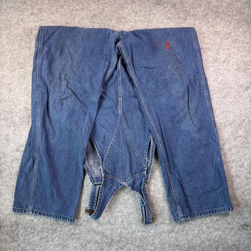 Carhartt R08 DST Denim Bib Overalls Mens 36x32 Blue Carpenter Workwear Paint